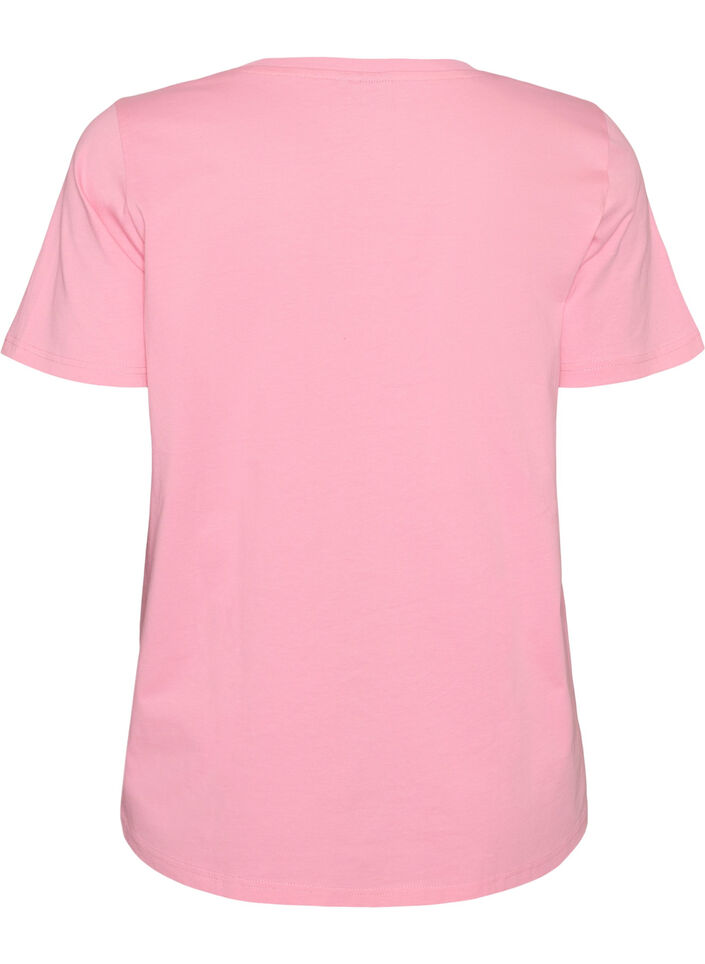 Cotton T-shirt with front print, Pink, Packshot image number 1