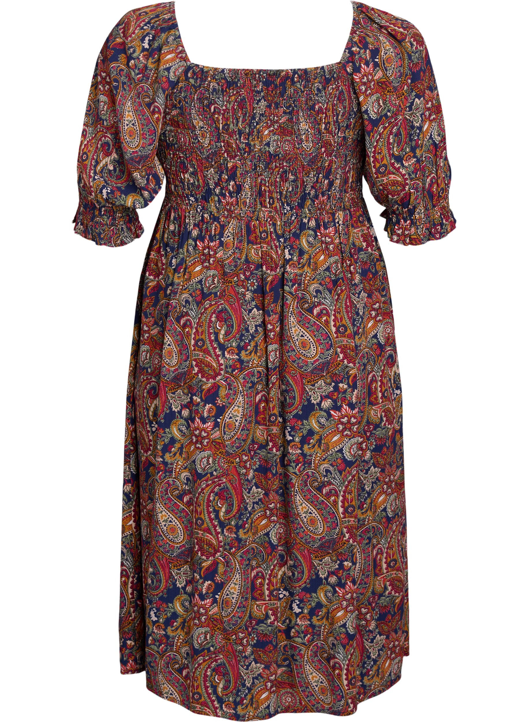 ZizzifashionSummer dress in viscose with paisley print, Blue, Packshot image number 1