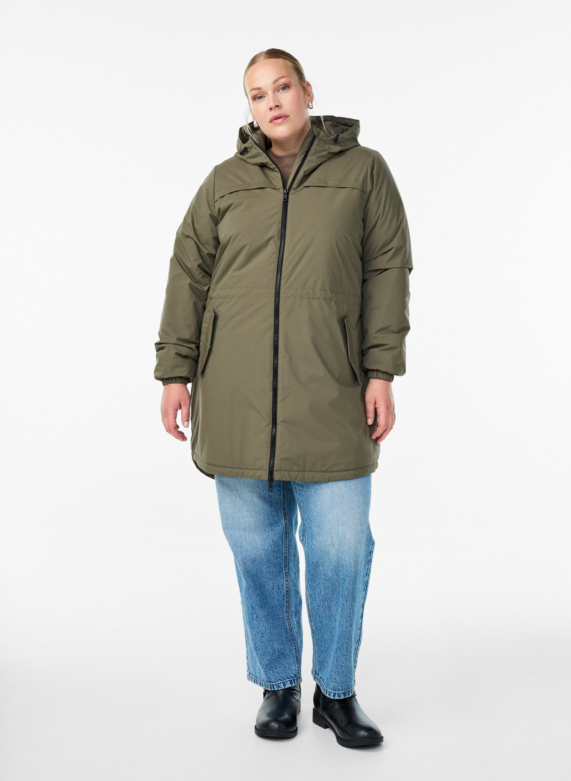 ZizzifashionLightweight padded parka with a hood, Green, Model image number 1