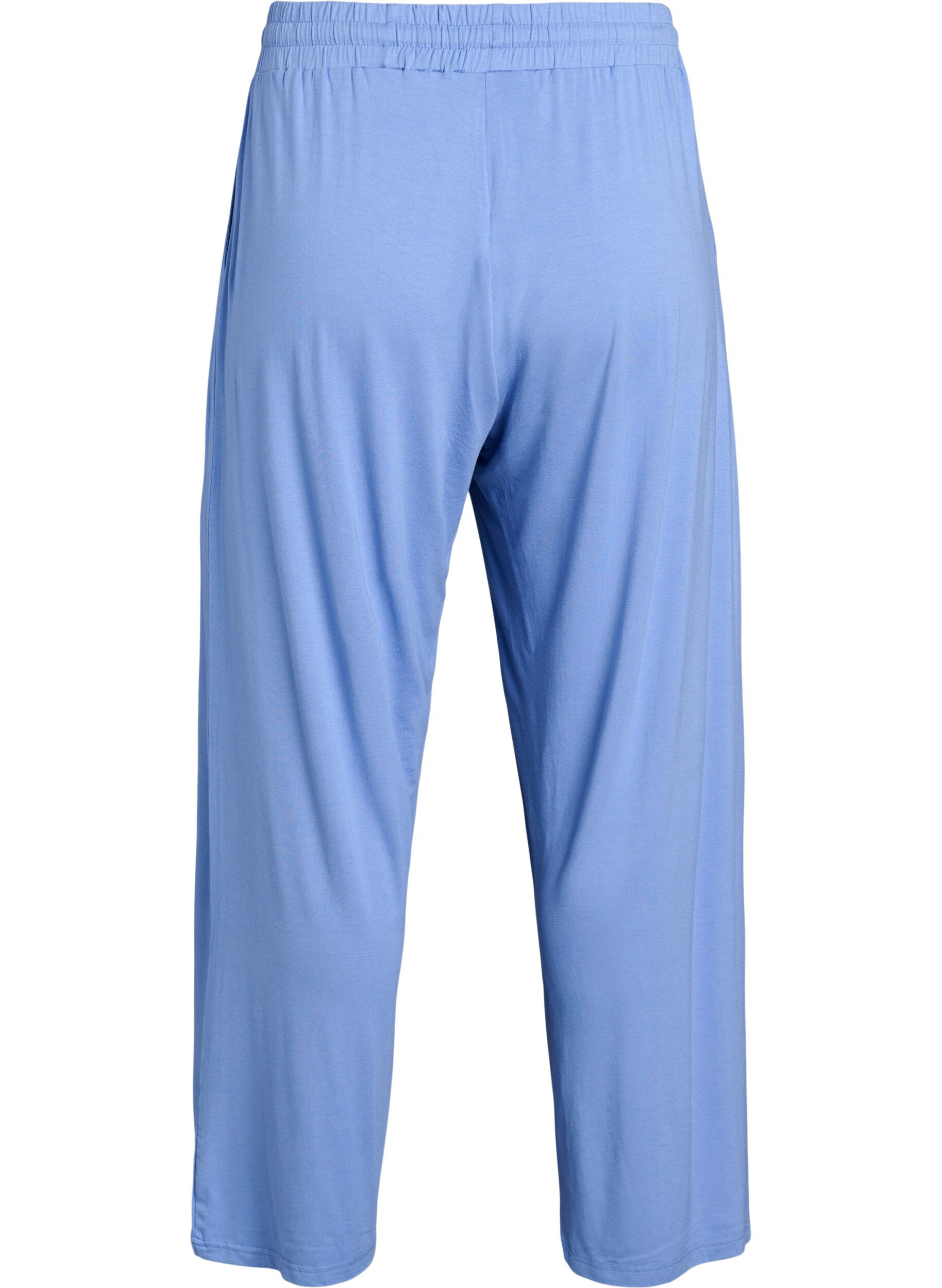 Zizzifashion Loose night trousers in viscose jersey with pockets, Blue, Packshot image number 1