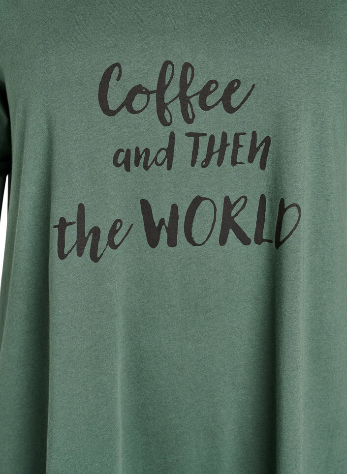 Short-sleeved nightgown in organic cotton, Green, Packshot image number 2