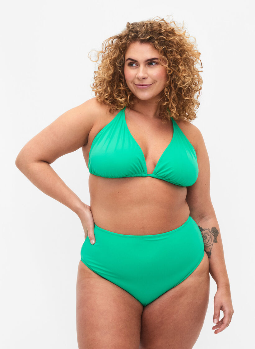 Bikini bottoms with high waist, Green, Model image number 0