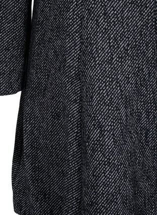 Wool coat with high collar and pockets, Black solid, Packshot image number 3