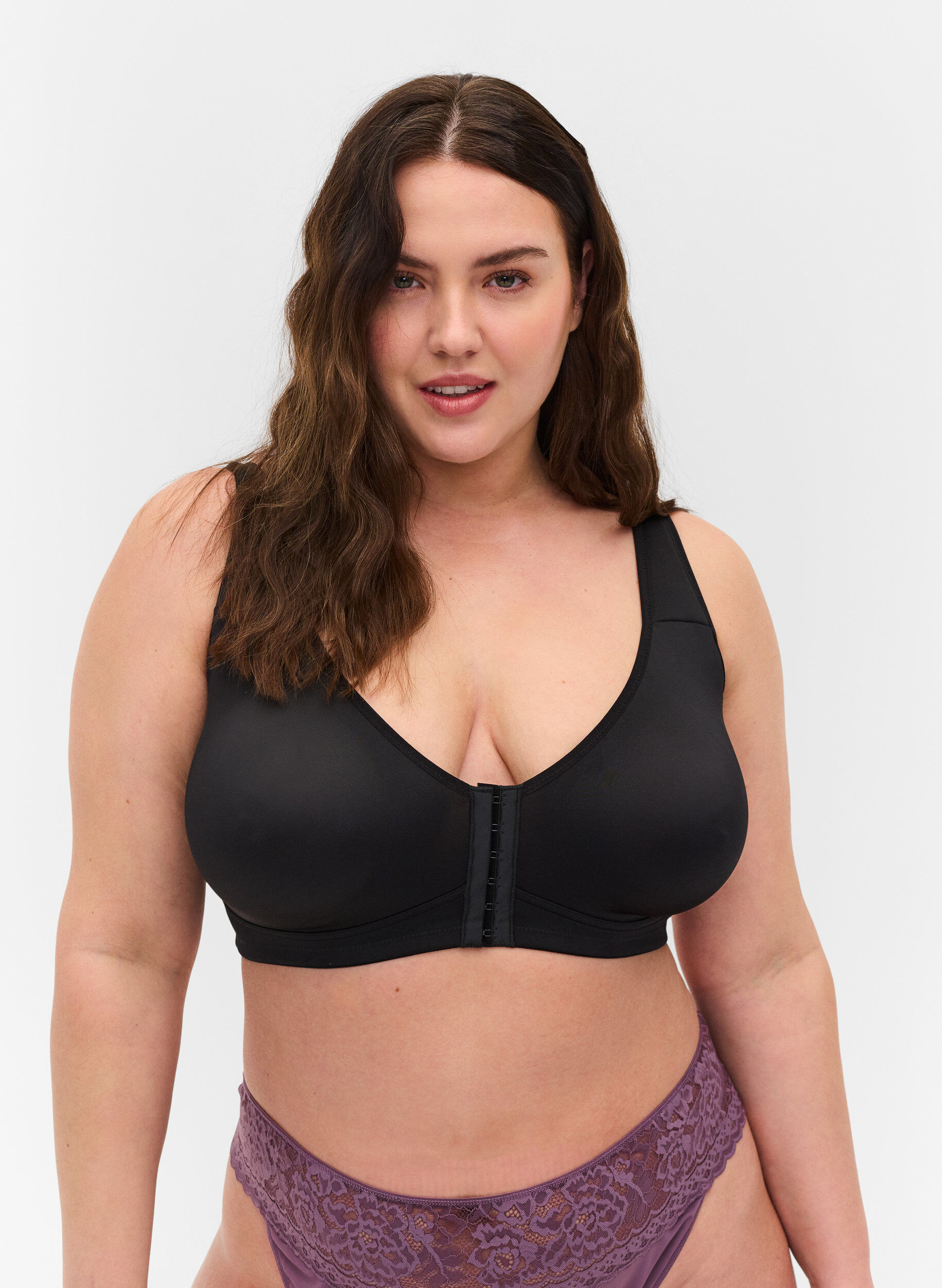 Zizzifashion Bra with front closure, Black, Model image number 0