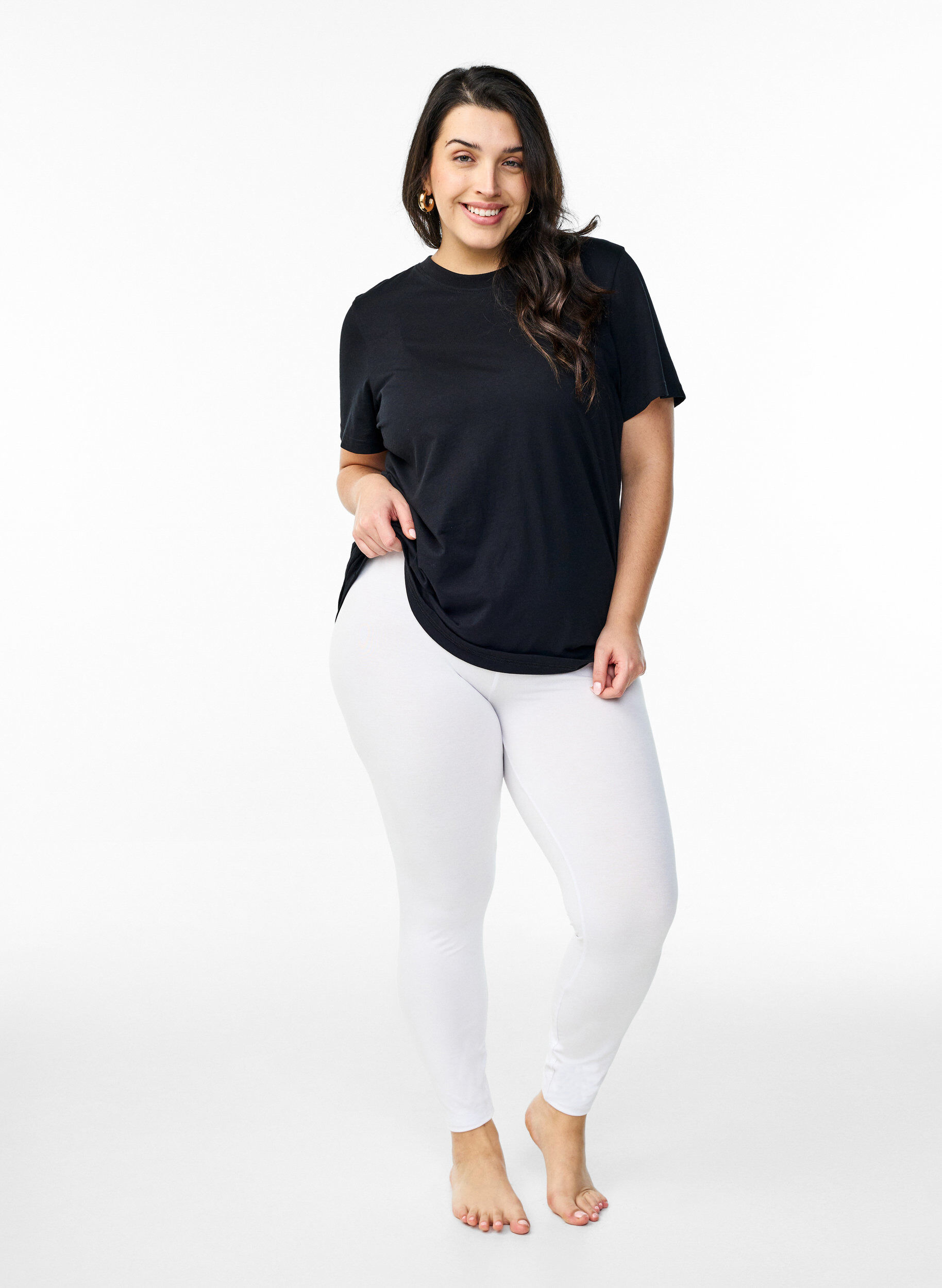 ZizzifashionBasic leggings in viscose, White, Model image number 1