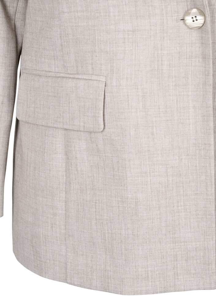 Melange blazer with button closure, String, Packshot image number 3