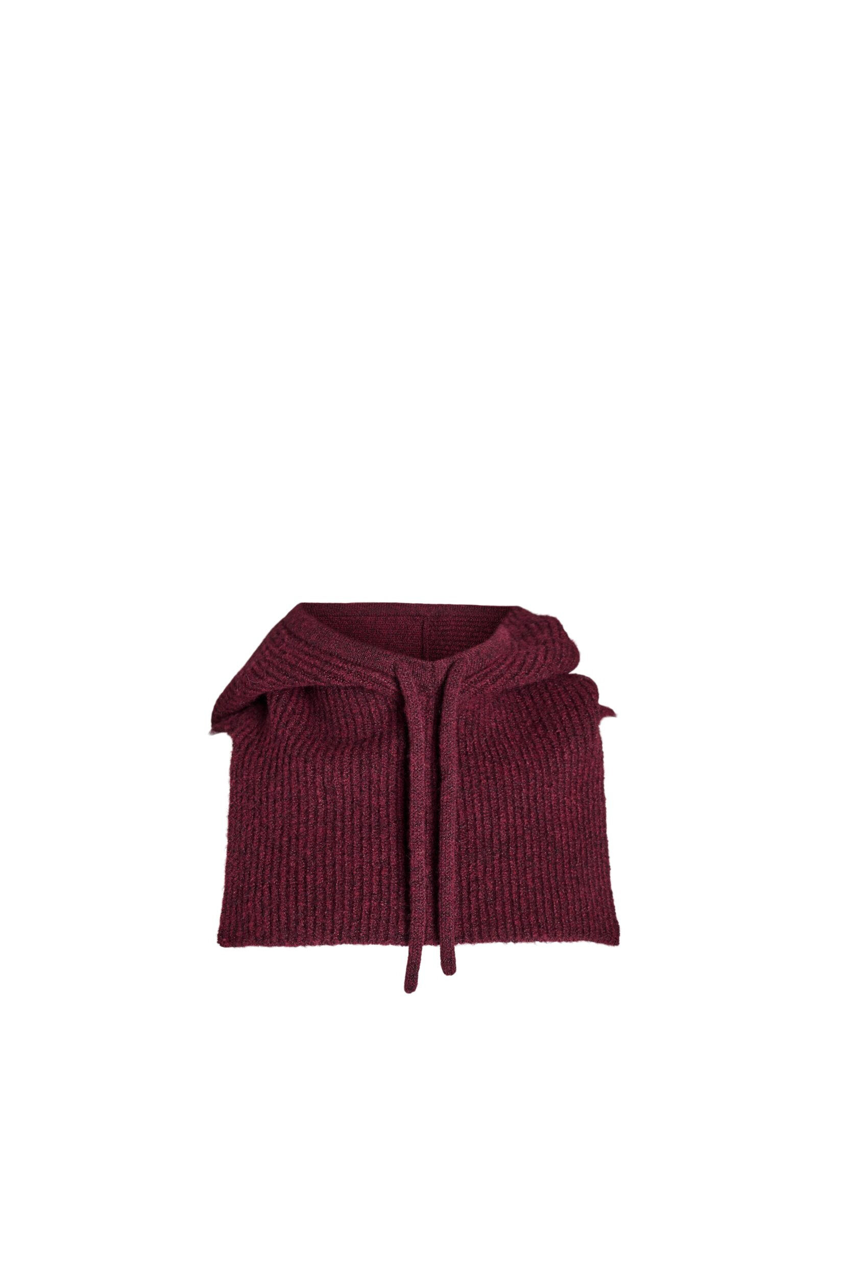 Zizzifashion Knitted balaclava with drawstrings, Dark Bordeaux, Packshot image number 3
