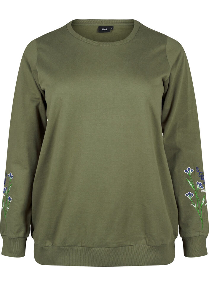 Sweatshirt with embroidered flowers, D. L. Green W. emb., Packshot image number 0