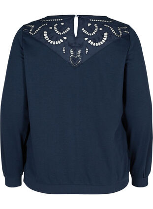 Sweatshirt with lace details, Navy, Packshot image number 1