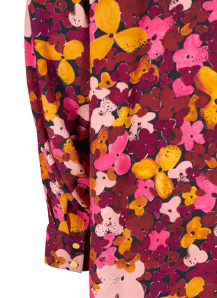 Long-sleeved, floral viscose tunic, Hot Pink Flower, Packshot image number 3