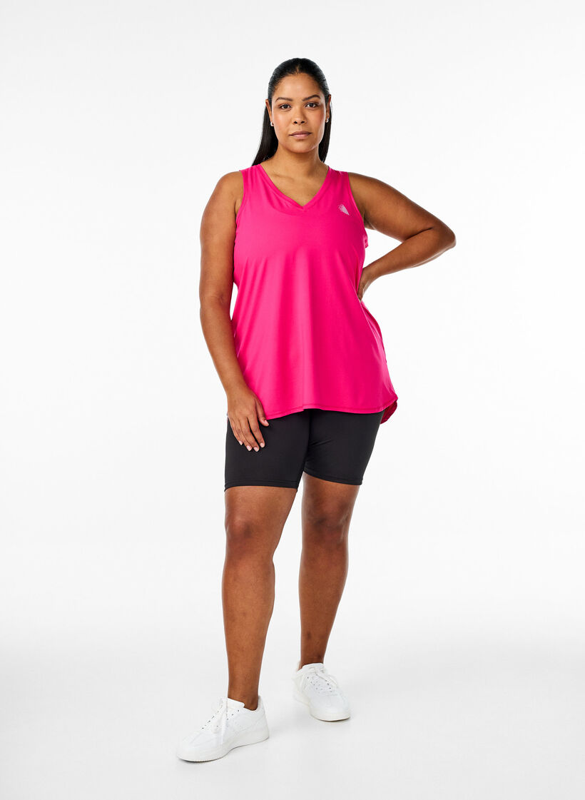 Sports top with V-neck, Pink, Model image number 1