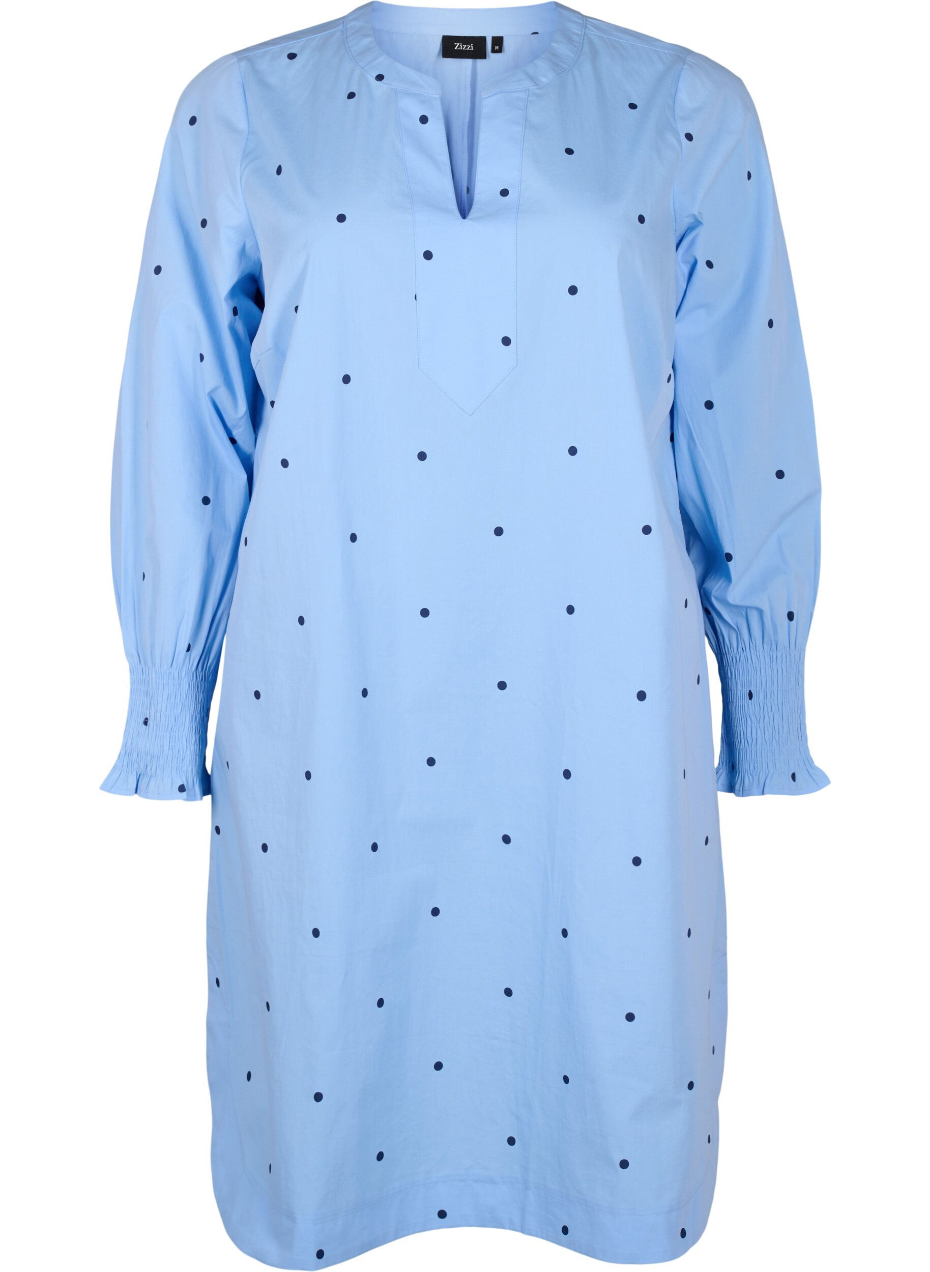 Zizzifashion Dress with polka dots and long sleeves, Light Blue, Packshot image number 0