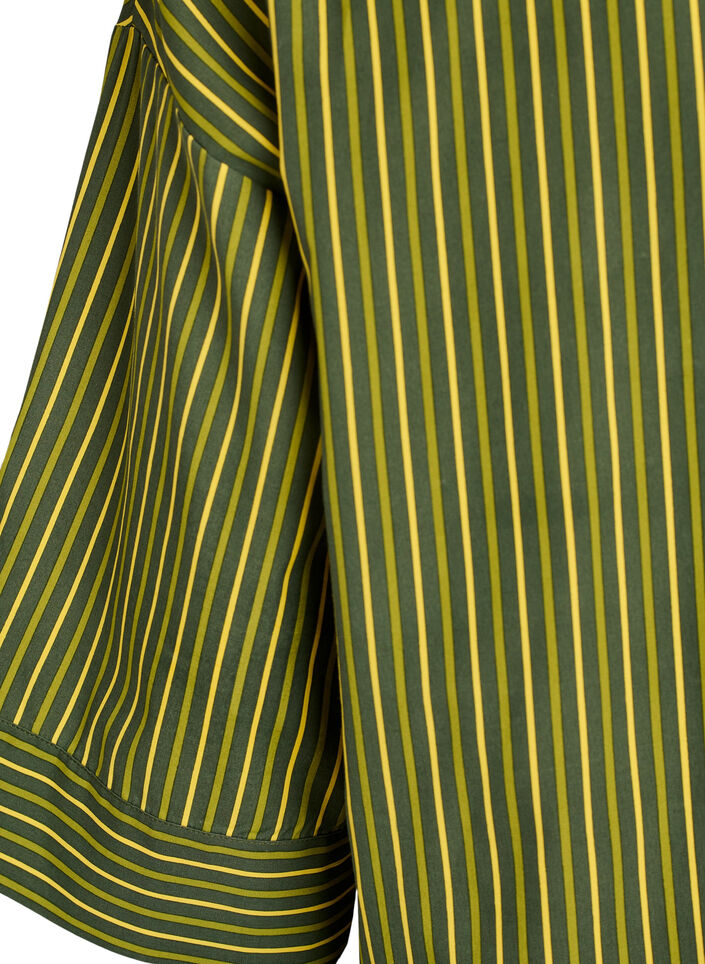 Loose striped shirt with 3/4 sleeves, Green, Packshot image number 3