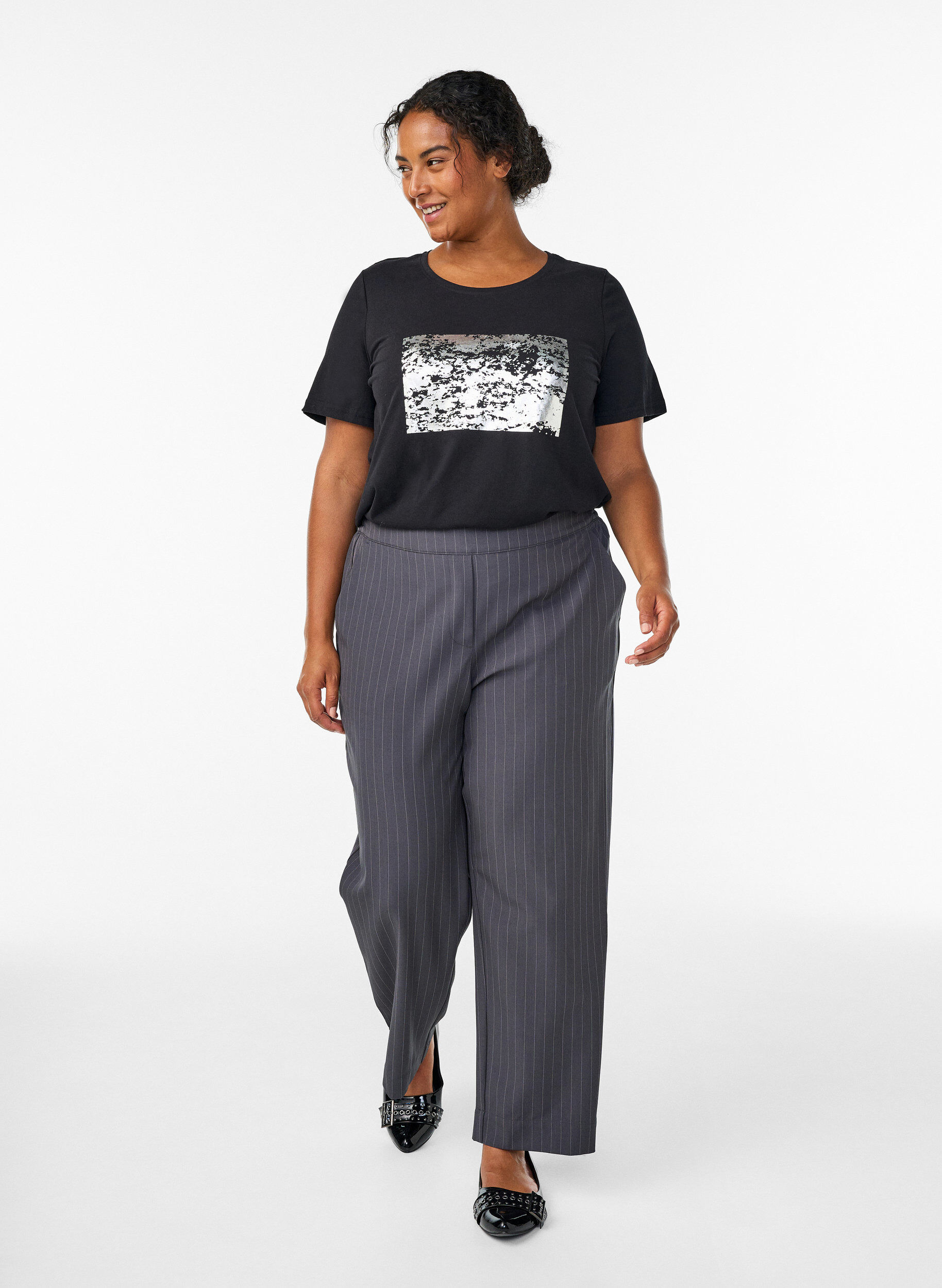 ZizzifashionT-shirt with motif, Black, Model image number 1