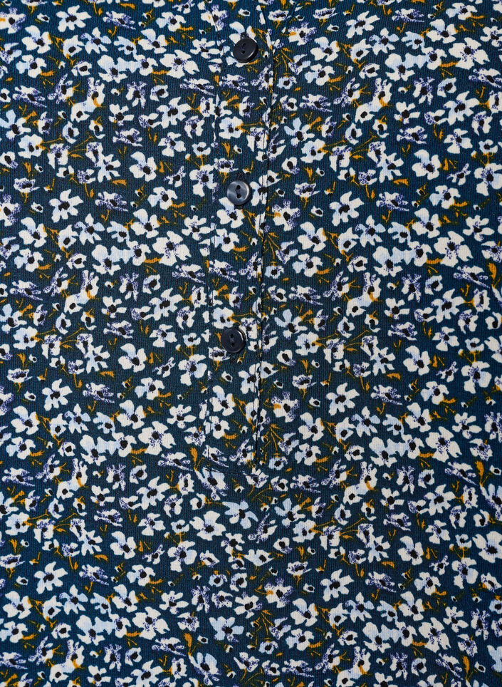 Blouse with short sleeves and v-neck, Blue, Packshot image number 2