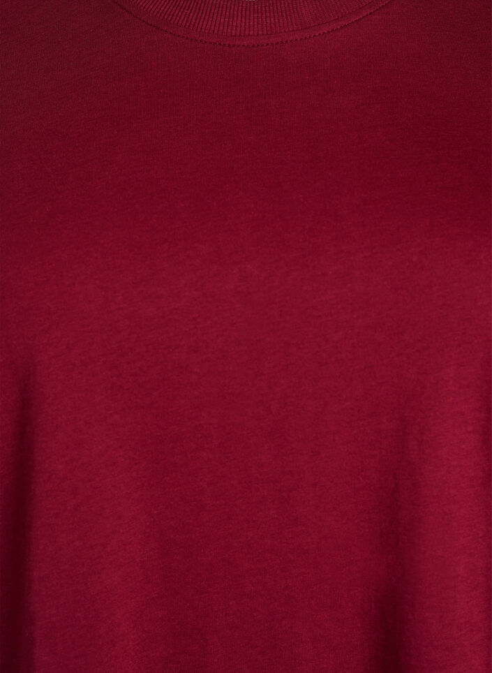 Basic cotton t-shirt with a round neck, Dark Bordeaux, Packshot image number 2