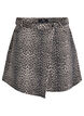 Short denim skirt with leopard print and an A-line shape, Brown, Packshot image number 0