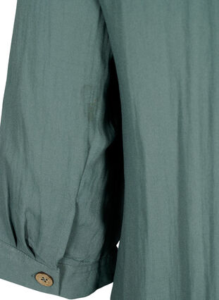 Viscose blouse with buttons and v-neck, Balsam Green, Packshot image number 3