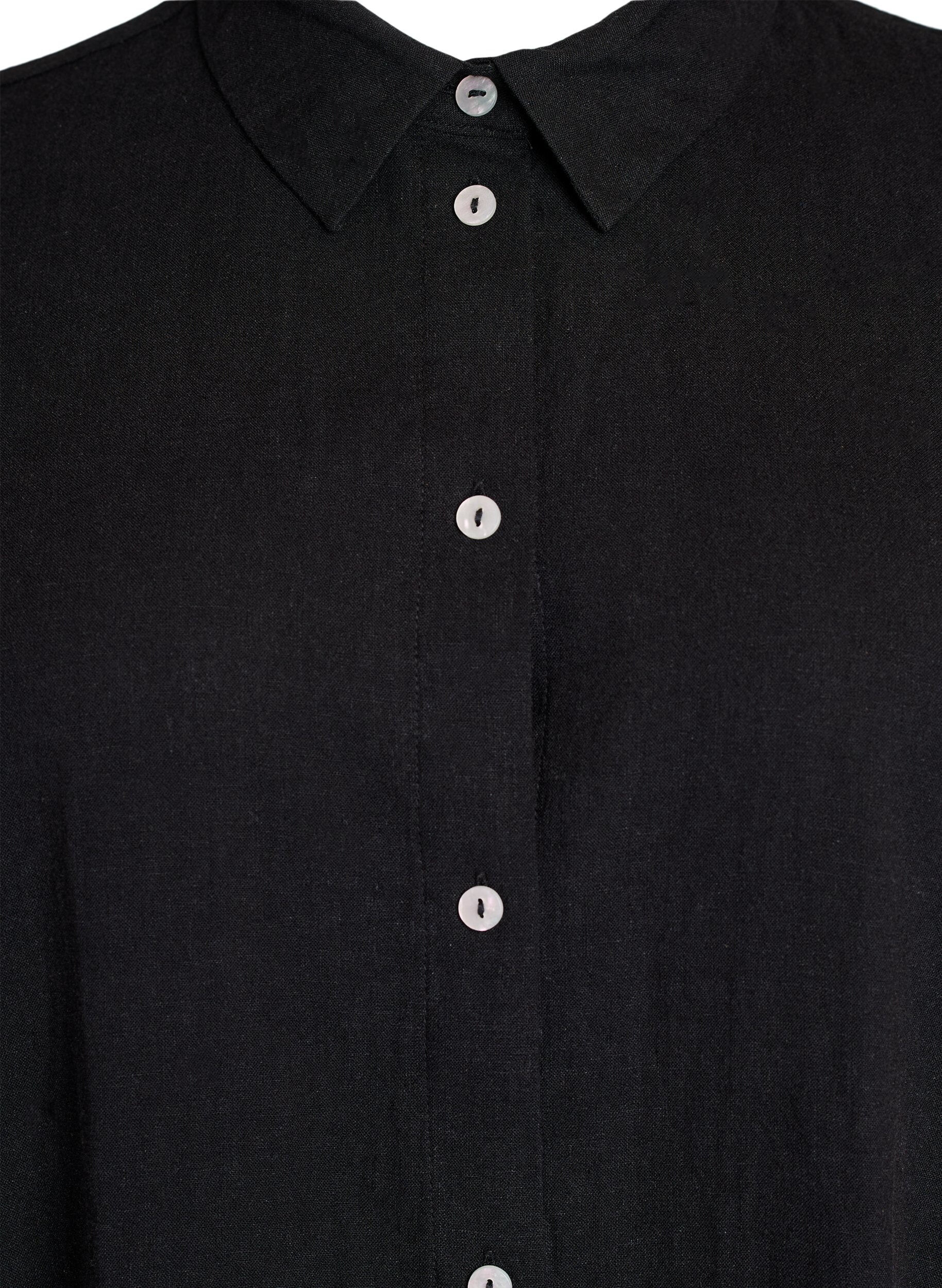 Zizzifashion Long shirt in viscose and linen, Black, Packshot image number 2