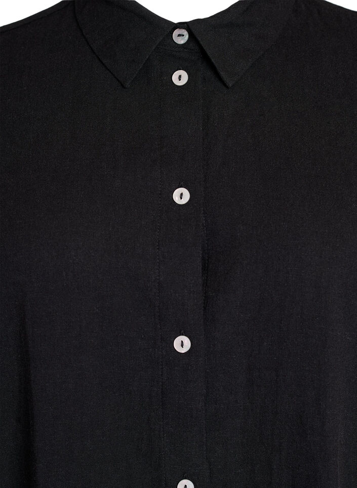 Long shirt in viscose and linen, Black, Packshot image number 2