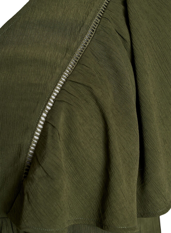 Blouse with short ruffle sleeves, Green, Packshot image number 3