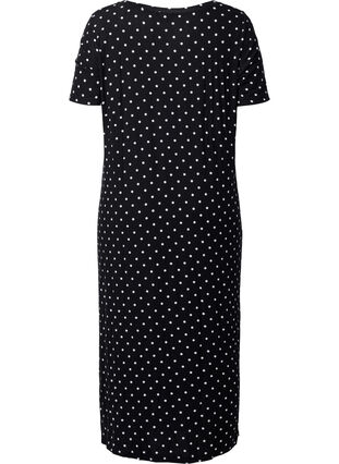 Viscose midi dress with short sleeves, Black Dot, Packshot image number 1