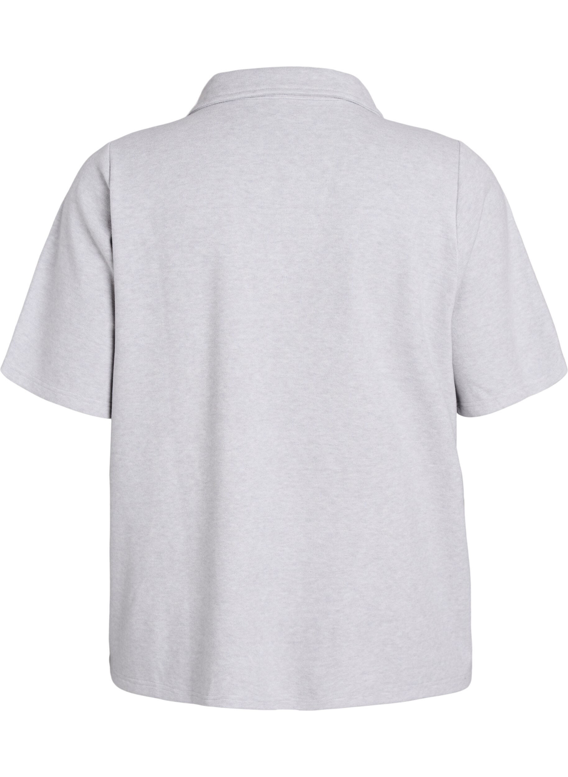 Zizzifashion Jersey blouse with collar and short sleeves, Grey, Packshot image number 1