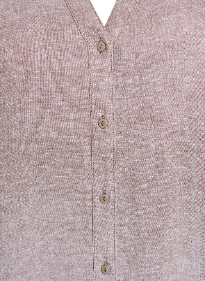 Long shirt in linen and viscose, Brown, Packshot image number 2