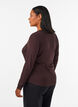 Viscose blouse with lace trim and V-neck, Brown, Model image number 2