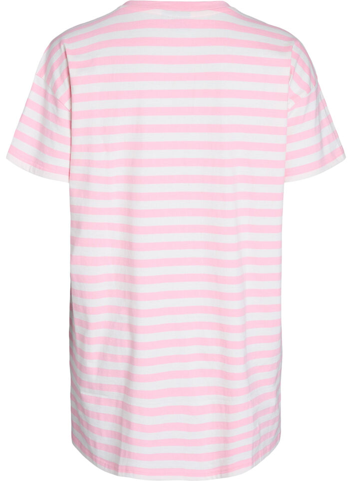 Long night t-shirt in organic cotton with stripes, Pink, Packshot image number 1