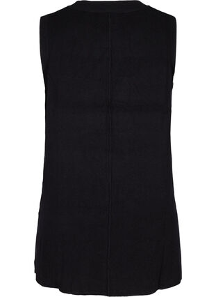 Long knitted vest with high slit, Black, Packshot image number 1