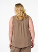 Sleeveless top with wrinkle details, Brown, Model image number 2
