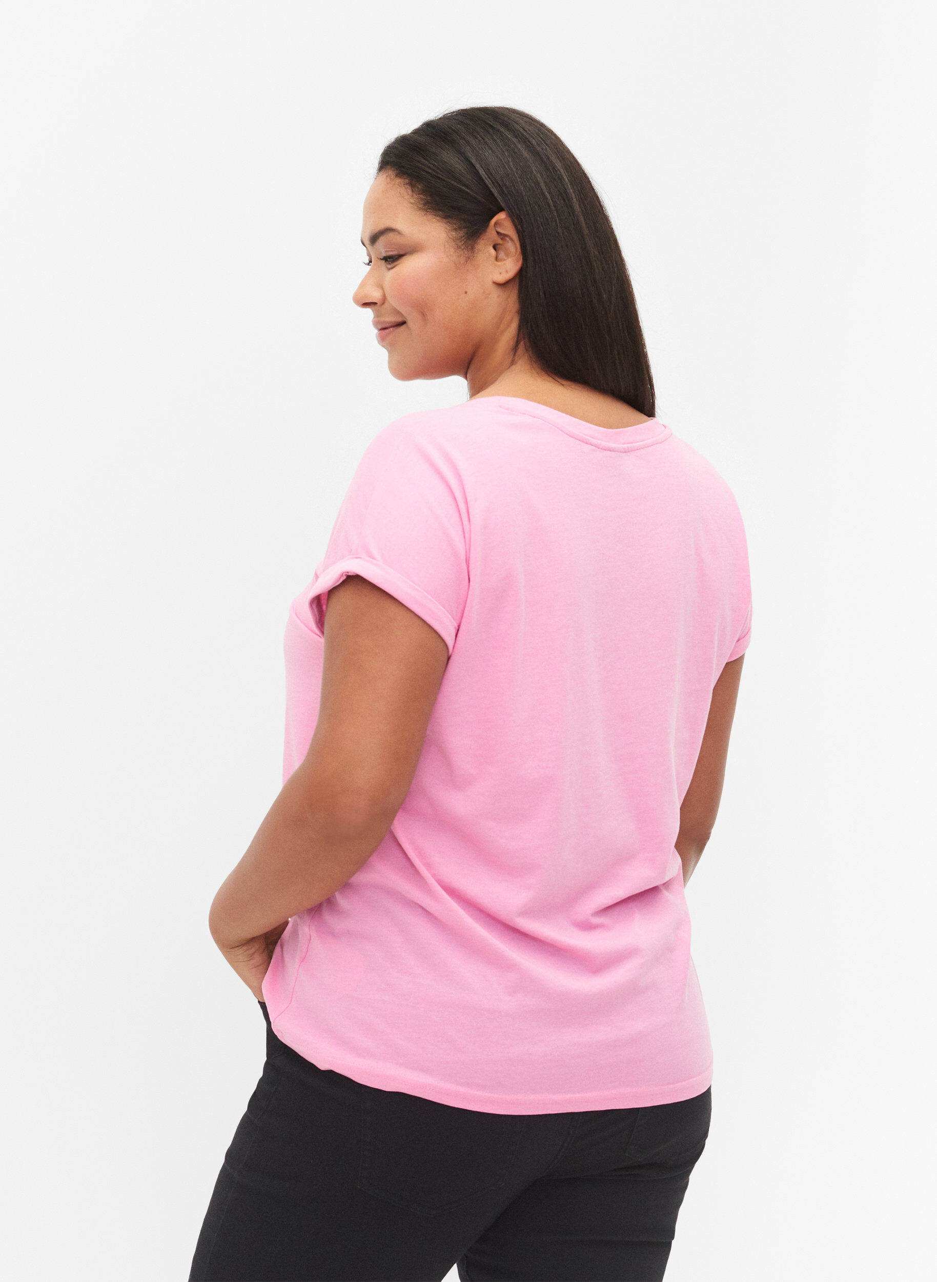 Zizzifashion Short sleeved cotton blend t-shirt, Pink, Model image number 2