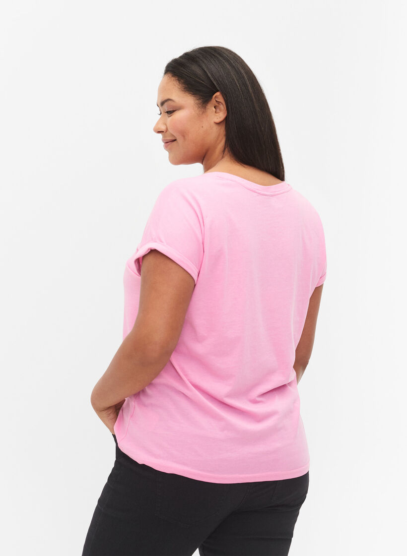 Short-sleeved cotton blend t-shirt, Pink, Model image number 2