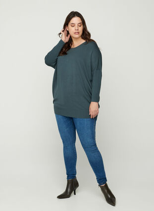 Knit blouse, Dark Slate, Model image number 2