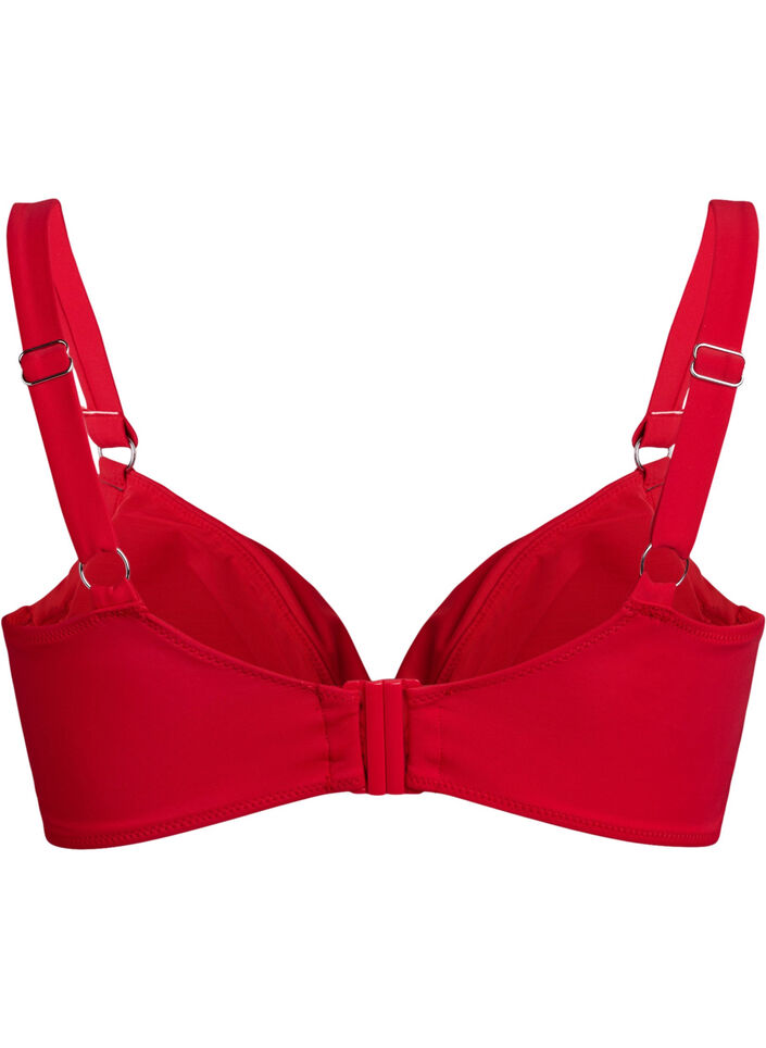 Underwire bikini bra with draping, Red, Packshot image number 1