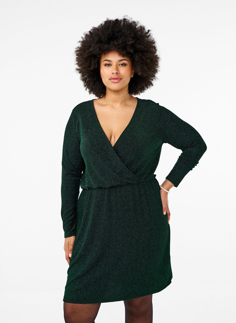 Glitter dress with zigzag pattern, Scarab ZigZagShimmer, Model image number 0