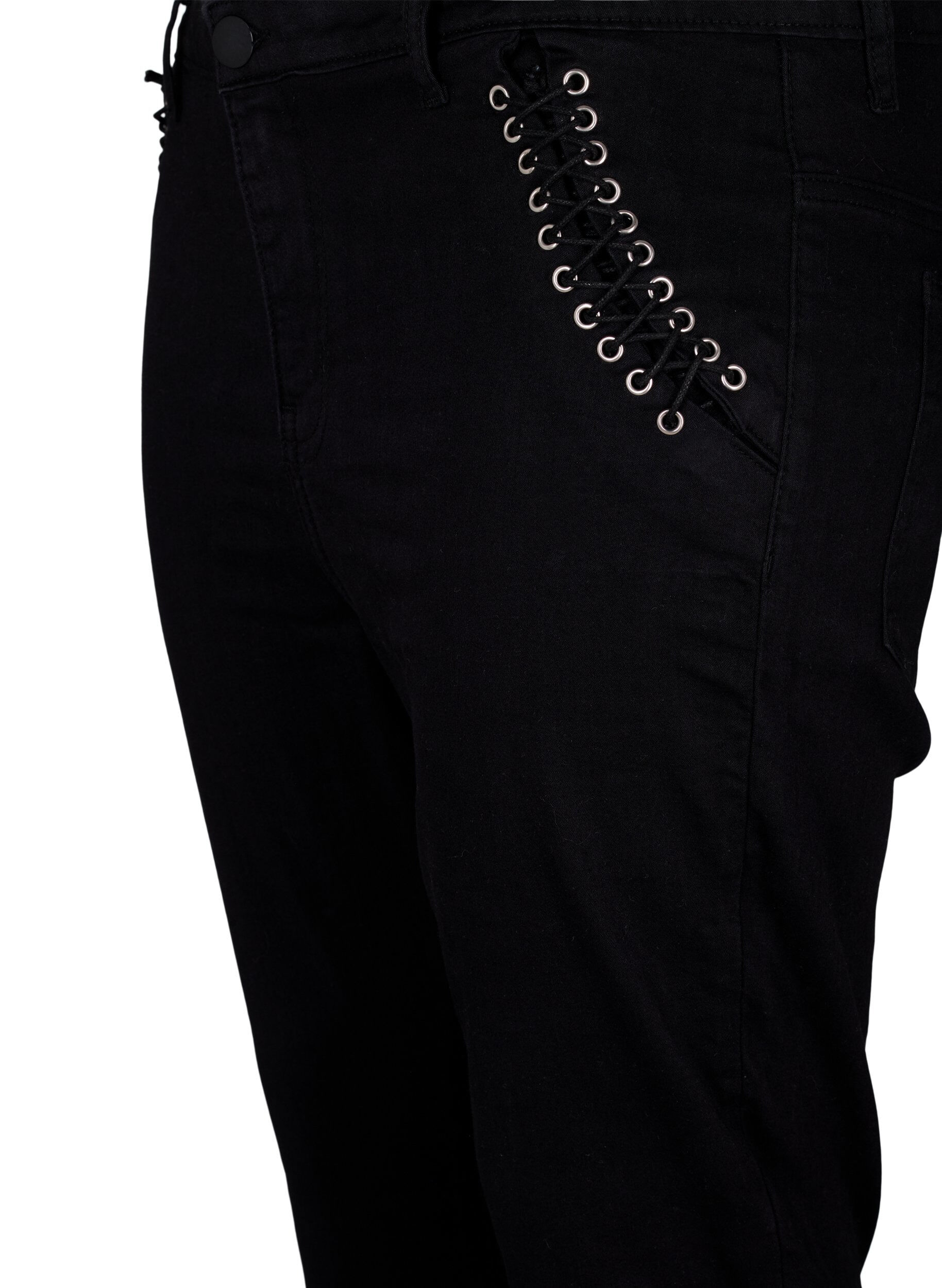 Zizzifashion 	 Super slim Amy jeans with stud detail, Black, Packshot image number 2
