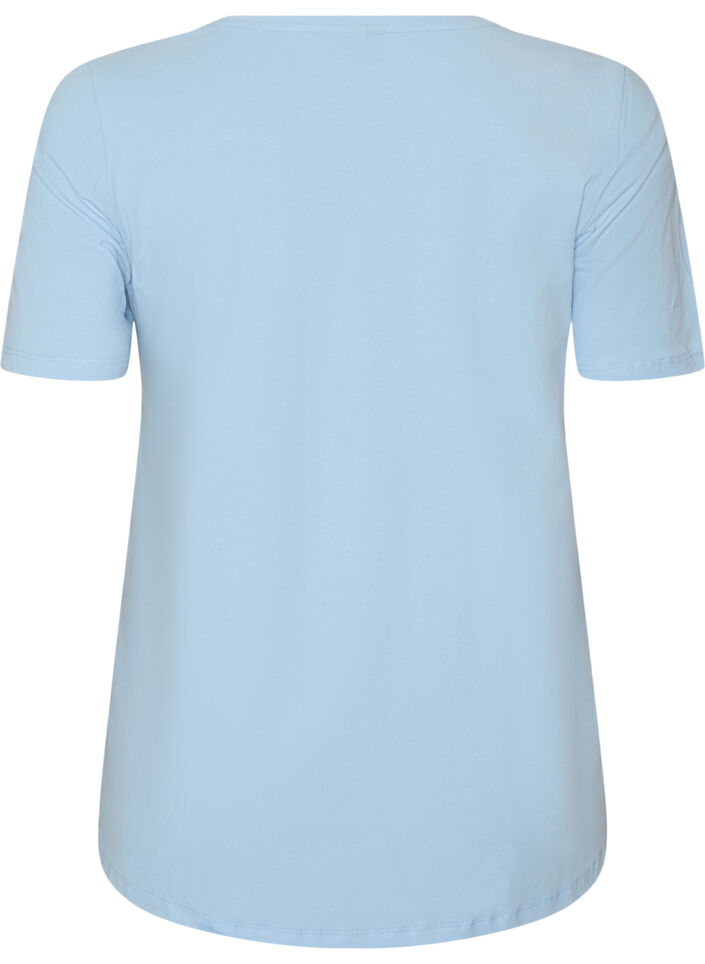 Basic plain cotton t-shirt, Light Blue, Packshot image number 1