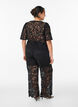 High-waisted lace trousers with straight legs, Black, Model image number 2
