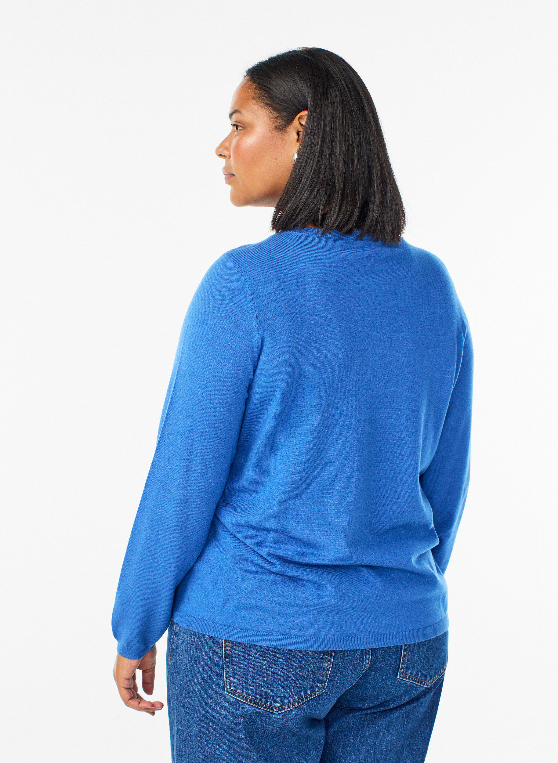 ZizzifashionCardigan with round buttons, Blue, Model image number 2