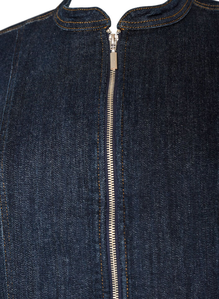 Fitted denim jacket with zip, Blue, Packshot image number 2
