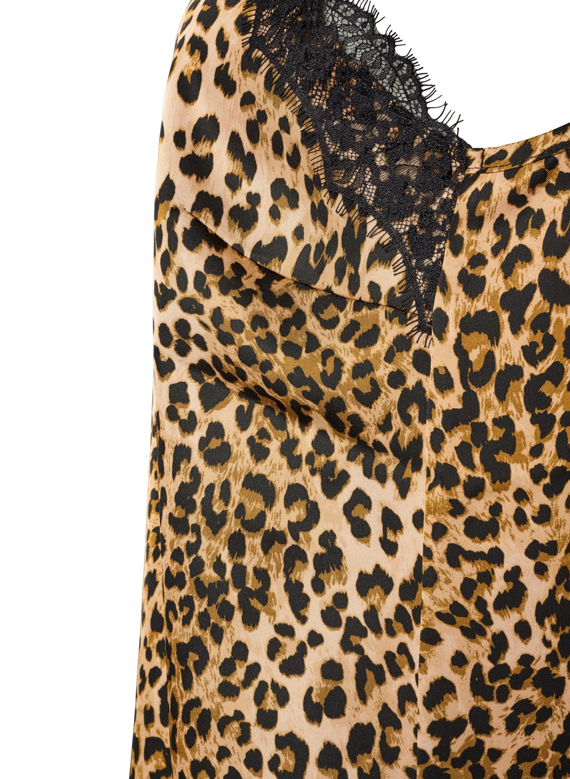 Zizzifashion Strappy top with lace and an asymmetrical hem, Brown, Packshot image number 3
