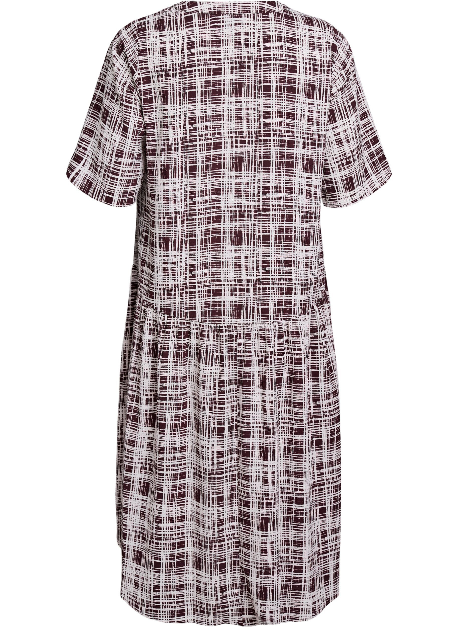 Zizzifashion A-line midi dress with short sleeves, Dark Bordeaux, Packshot image number 1