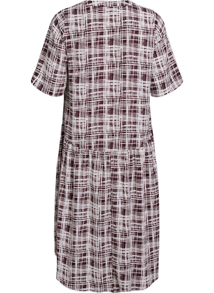 A-line midi dress with short sleeves, Dark Bordeaux, Packshot image number 1