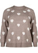 Knitted jumper with hearts, Walnut Mel. Comb, Packshot image number 0