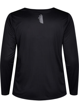 Long-sleeved training shirt with reflective print, Black, Packshot image number 1