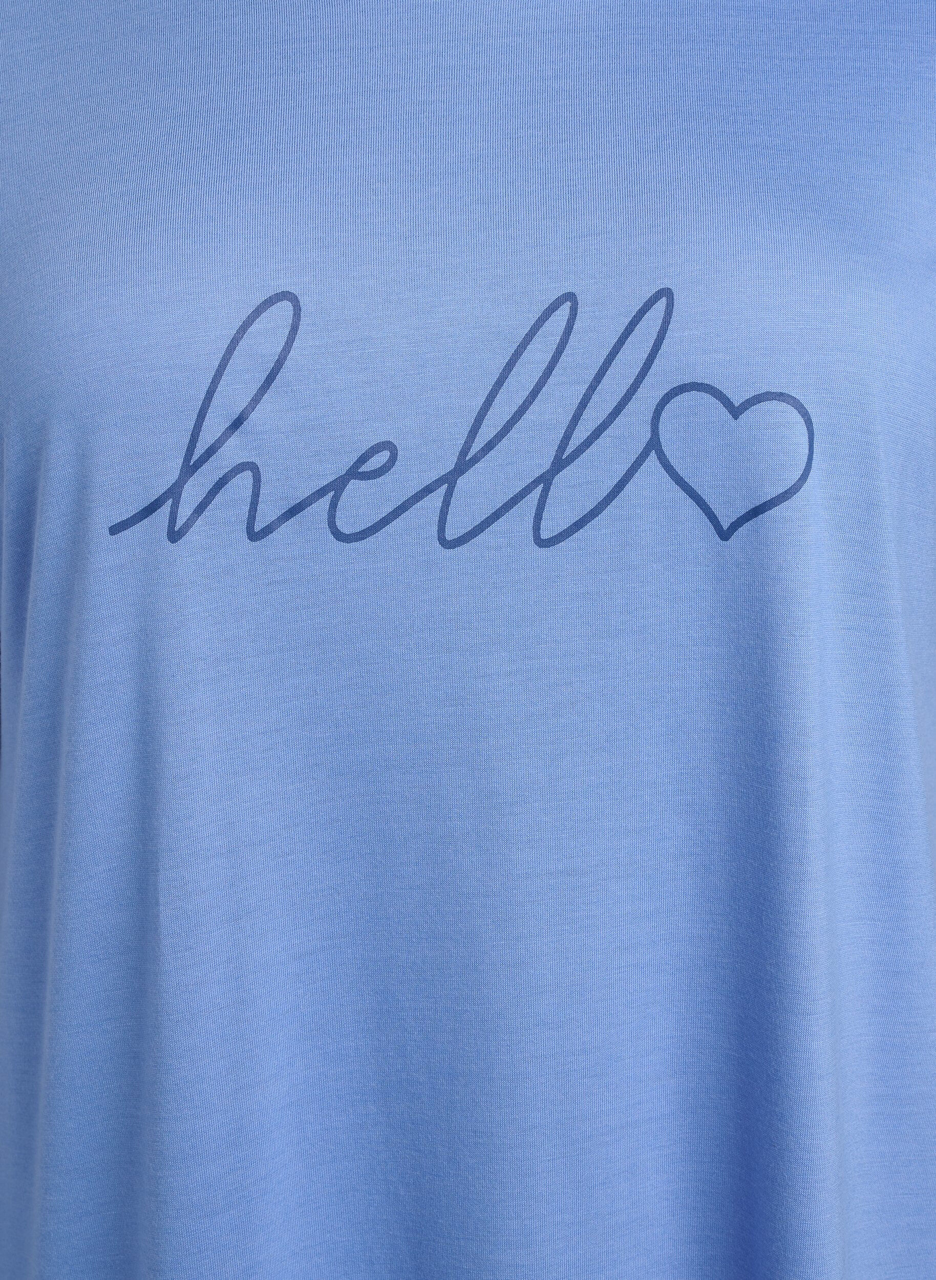 Zizzifashion Short sleeve nightgown with text print, , Packshot image number 2