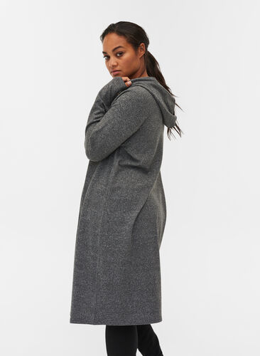 Long sleeve hoodie dress, Dark Grey Melange, Model image number 1