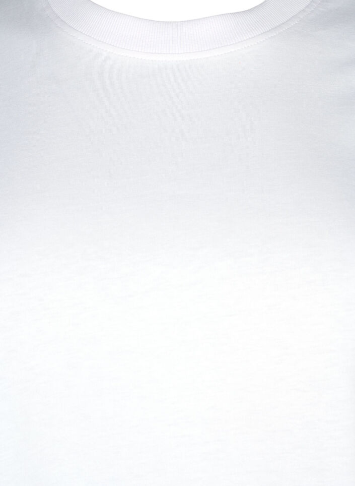 Basic cotton T-shirt with round neck, White, Packshot